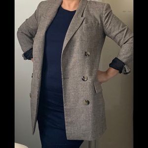 ZARA brown and beige plaid blazer